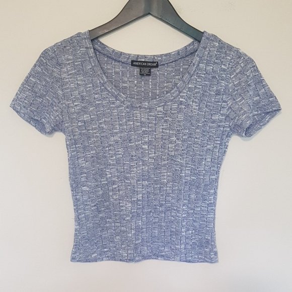 American Dream Tops - American Dream blue knit wide rib tee